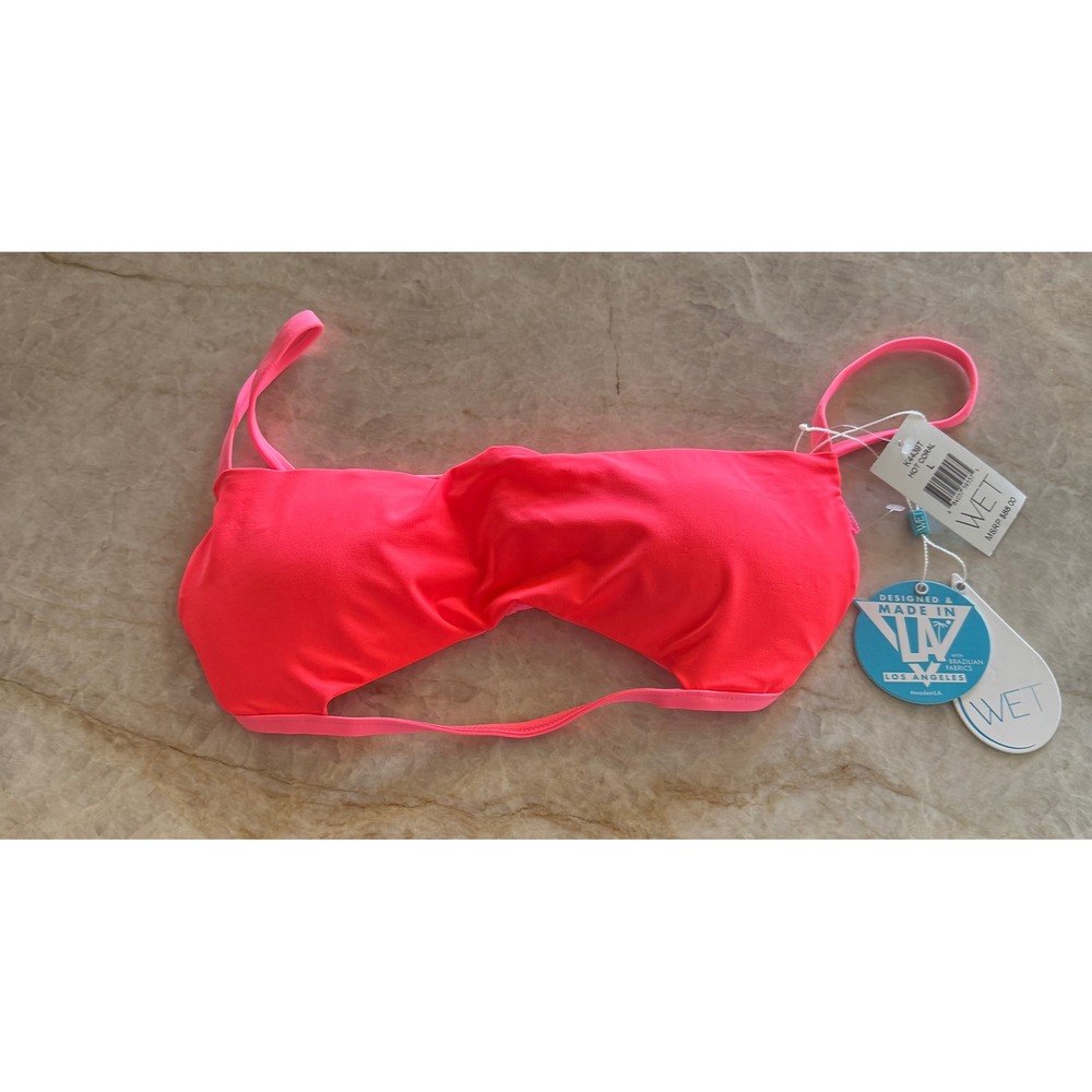 WET Swimwear Hot Coral Cutout Bikini Top Women's Large Adjustable NWT